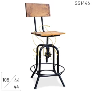 Height Adjustable & Rotatable Solid Wood Metal Bar Chair