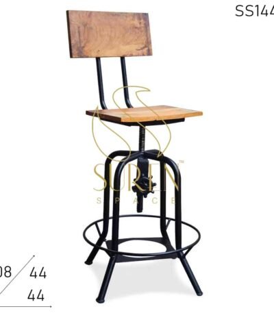 Height Adjustable & Rotatable Solid Wood Metal Bar Chair