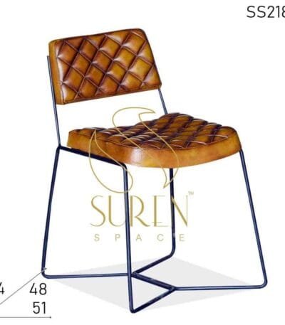 Indian Leather Metal Stand Restaurant Cafe Chair
