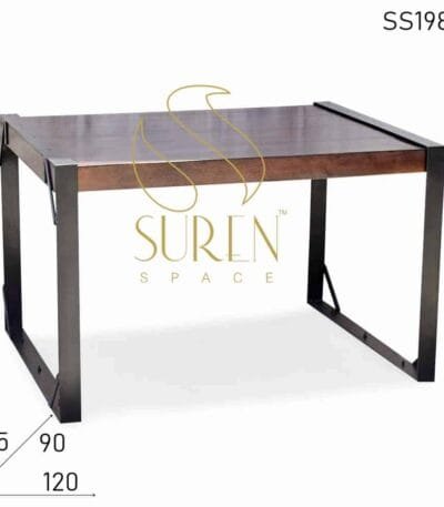 Industrial Base Mango Wood Walnut Finish Restaurant Table