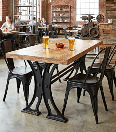 Cast Iron Heavy Base Mango Ruff Restaurant Dining Table