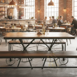 Dual Wheel Reclaimed Top Industrial Restaurant Table