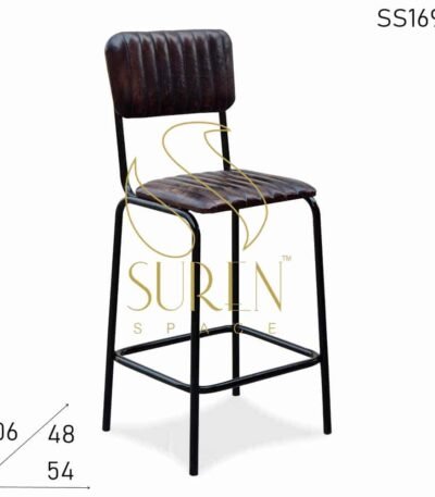 Iron Pipe Structure Leather Seat Back Bar Pub Chair