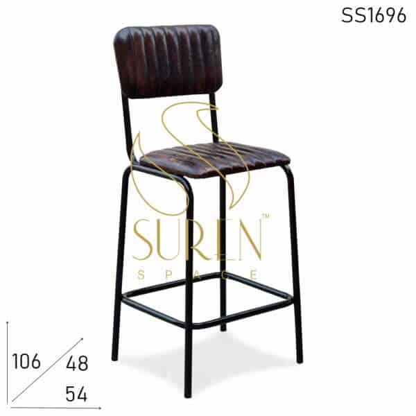 Iron Pipe Structure Leather Seat Back Bar Pub Chair