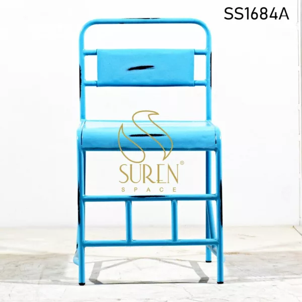 Jodhpur Blue Distress Metal Semi Outdoor Chair (2)