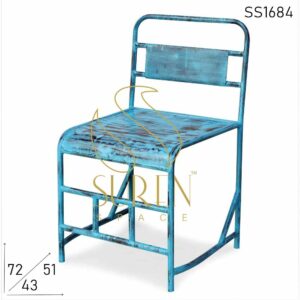 Jodhpur Blue Distress Metal Semi Outdoor Chair