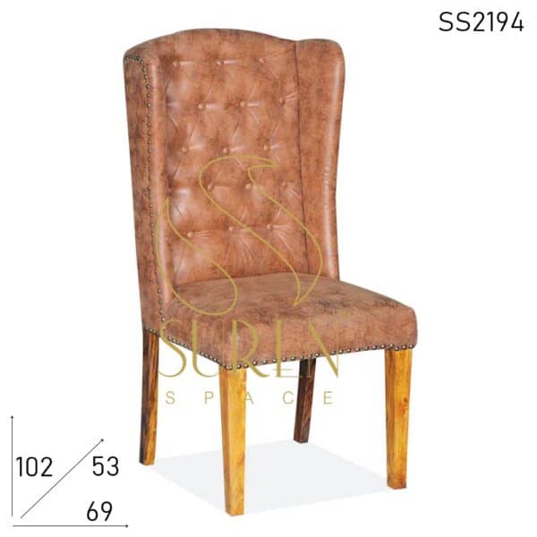 Leatherette Tufted Wing Back Fine Dine Restaurant Chair