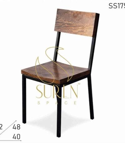 Light Walnut Finish Metal Restaurant Food Court Chair