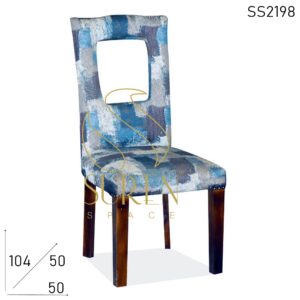 Long Back Fabric Solid Wood Restaurant Chair