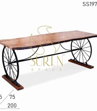 Long Live Edge Round Metal Wheel Industrial Restaurant Table