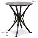 Mango Round Ruff Wood Metal Base Pub Table