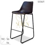 Metal Base Leather Seat Industrial Bar Pub Chair