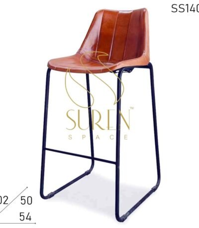 Metal Base Leather Seat Industrial Bar Pub Chair