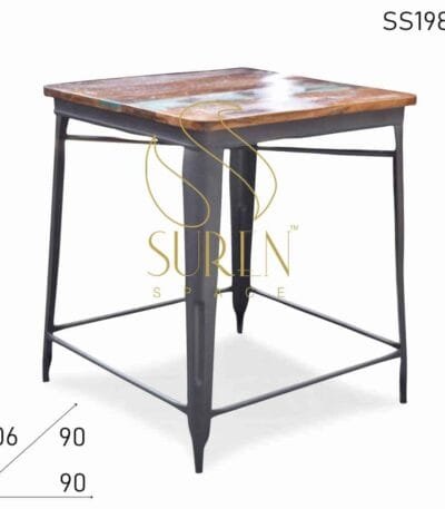 Metal Base Reclaimed Top Bar Pub Table