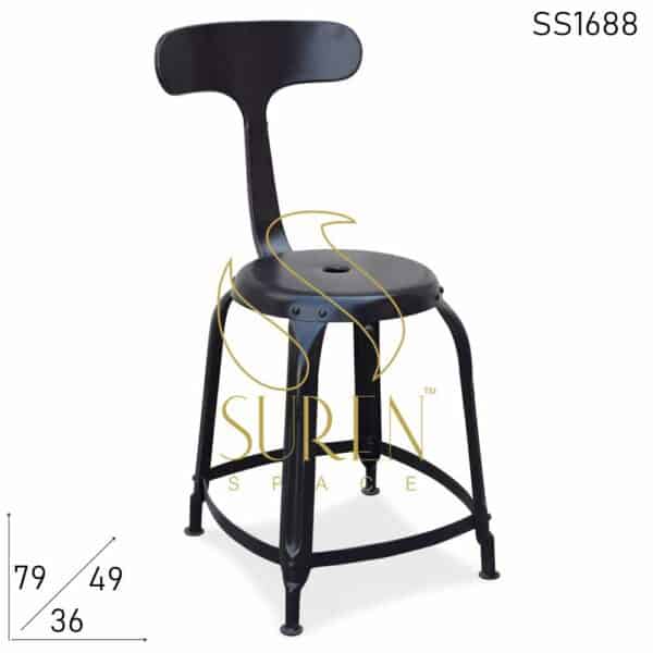 Metal Black Compact Round Seat Outdoor Chair