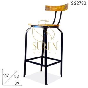 Metal Design Industrial Solid Wood Bar Pub Chair