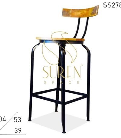 Metal Design Industrial Solid Wood Bar Pub Chair