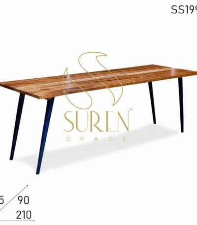 Metal Folding Table Acacia Wood Natural Finish Restaurant Table