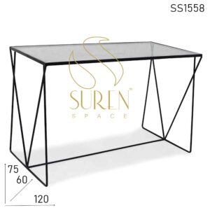 Metal Glass Minimalist Rectangle Regular Industrial Table