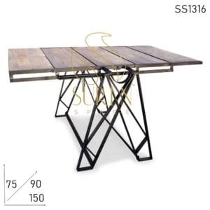 Metal Industrial Mango Wood Dining Restaurant Table