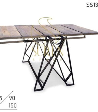 Metal Industrial Mango Wood Dining Restaurant Table