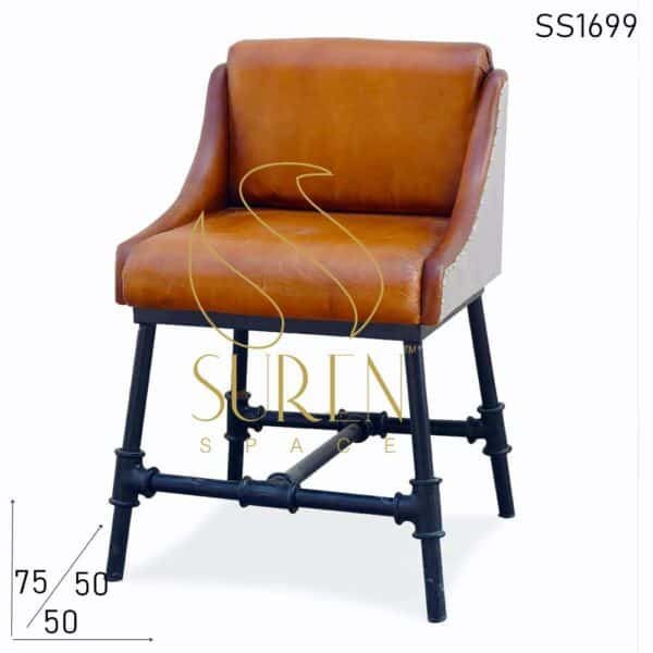 Metal Leather Cast Iron Regular Chair