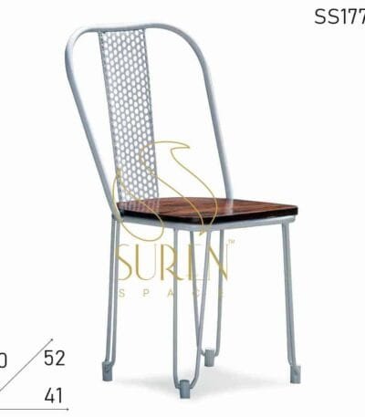 Metal Mesh Chair with Wooden Seat for Bistro Cafe