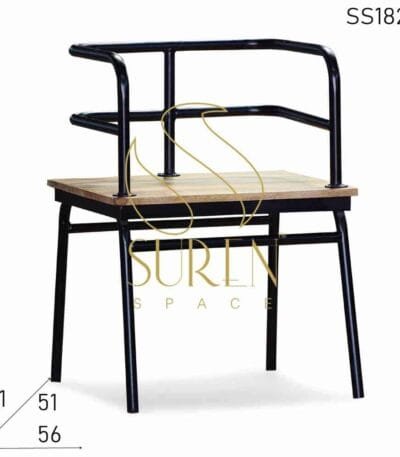 Metal Pipe Design Square Shape Cafe Bistro Semi Outdoor Chair
