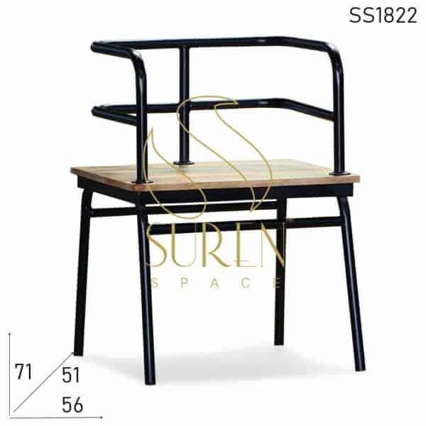 Metal Pipe Design Square Shape Cafe Bistro Semi Outdoor Chair