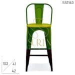 Metal Reclaimed Wood Broad Seating Bar Chair