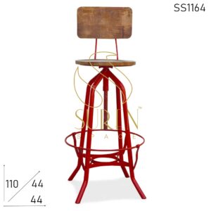 Metal Red Adjustable Solid Wood Bar Pub Chair