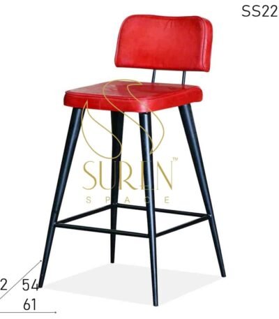 Modern Industrial Leather Seat Back Bar Pub Chair