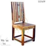 Multicolored Artistic Old Wood Recycled Restaurant Chair