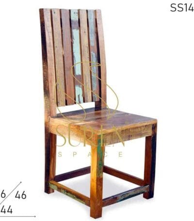 Multicolored Artistic Old Wood Recycled Restaurant Chair