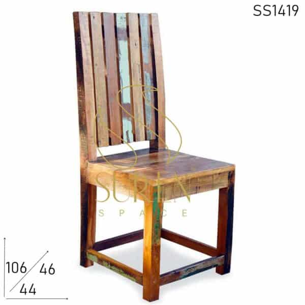 Multicolored Artistic Old Wood Recycled Restaurant Chair