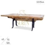 Natural Indian Wood Cast Iron Legs Home Center Table
