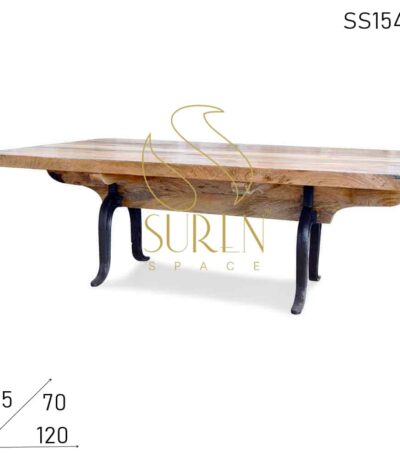 Natural Indian Wood Cast Iron Legs Home Center Table