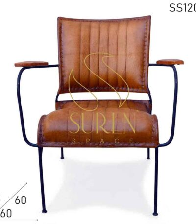 Old Pattern Pure Leather Art Rest Chair
