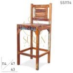 Old Reclaimed Solid Wood Chic Bar Height Chair
