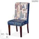 Printed Canvas & Leatherette Fine Dine Restaurant Chair