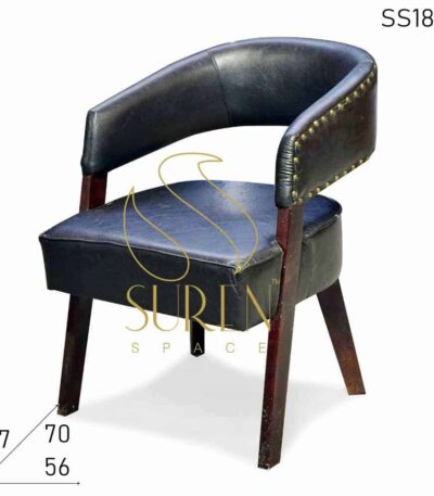 Pure Leather Fine Dine Restaurant Chair with Wood Structure