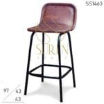 Pure Leather Metal Frame Industrial Bar Chair