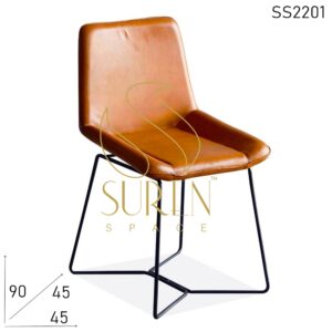 Pure Leather Metal Frame Restaurant Chair