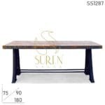 Reclaimed Top Cast Iron Base Dining Restaurant Table