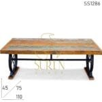 Reclaimed Wood Iron Wheel Coffee Table