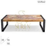 Reclaimed Wood Metal Legs Unique Coffee Table