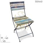 Recycled Wood Folding Metal Cafe Bistro Event Chair