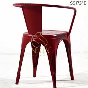 Camp Furniture & Camping Furniture from India Red Distress Metal Stackable Bistro Cafe Chair 2