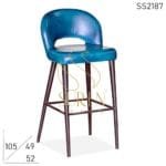 Round Back Leather Seat Back Metal Frame Bar Pub Chair