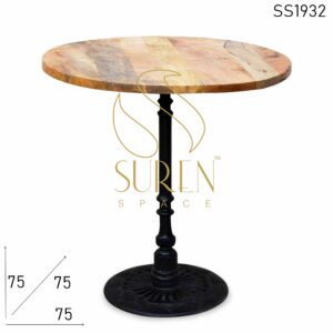 Round Cast Iron Base Solid Wood Bistro Table